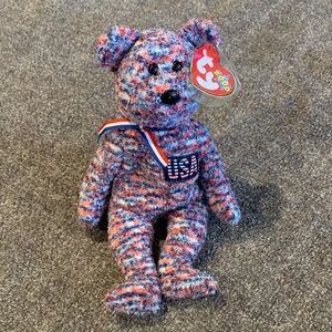 Ty USA Bear with Red, Blue, and White Pattern